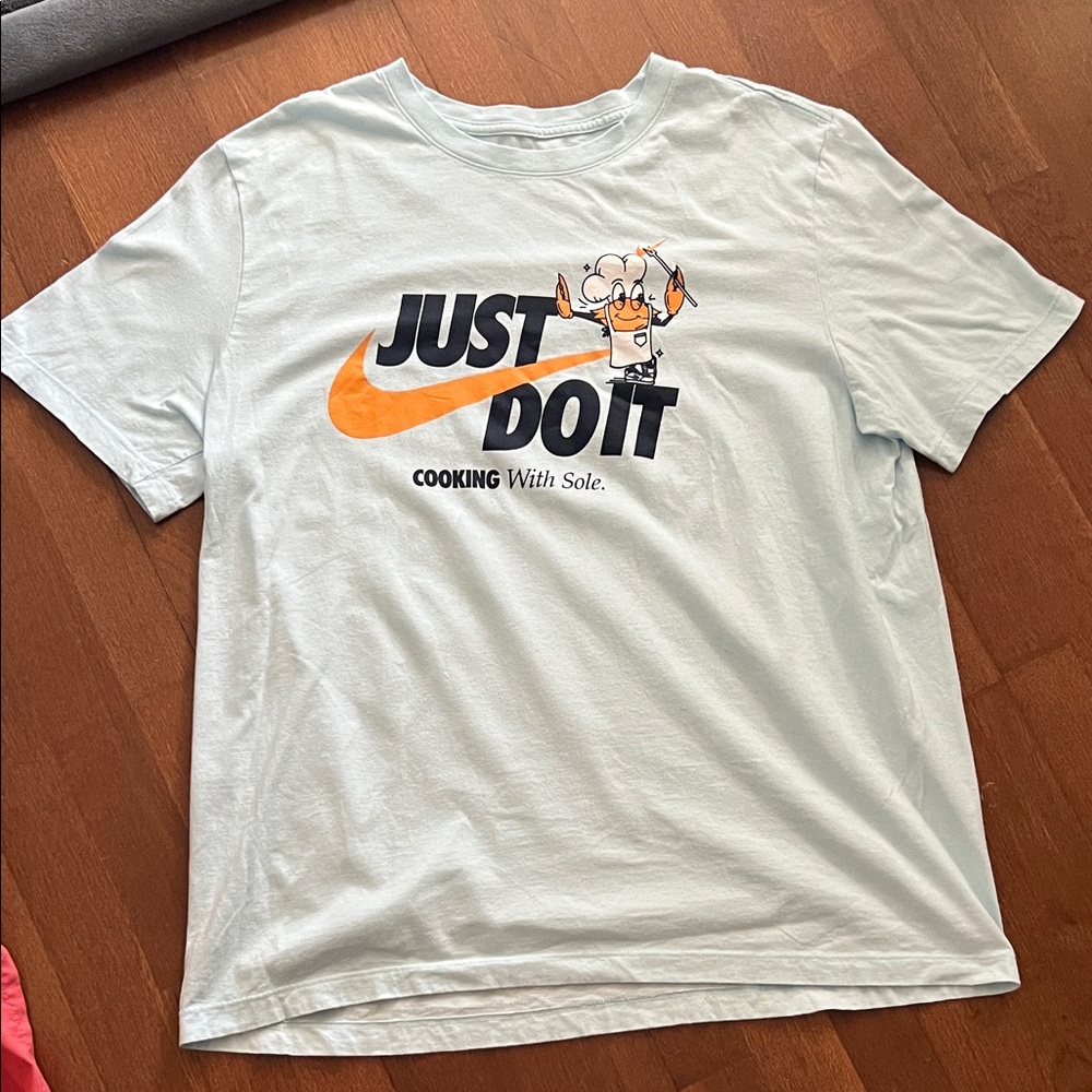 Nike Light Blue Graphic Tee with crab chef